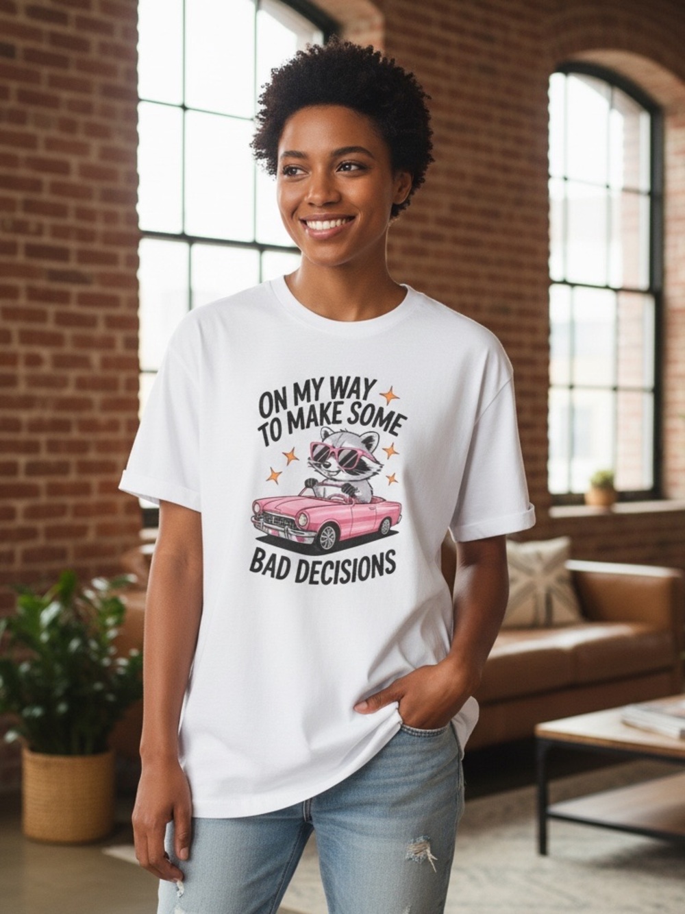 White Graphic Tee "On My Way to Make Some Bad Decisions" Unsex